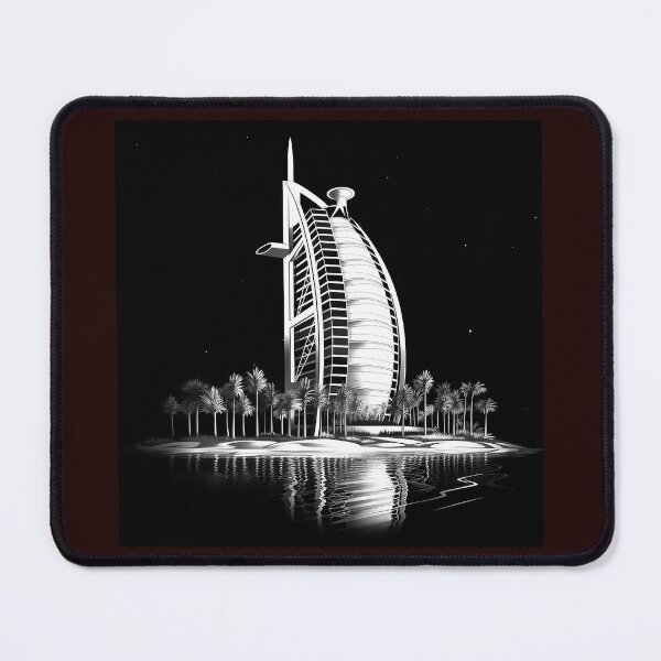 Item preview, Burj Al Arab Dubai Black and White Nightscape designed and sold by inkoutninja.