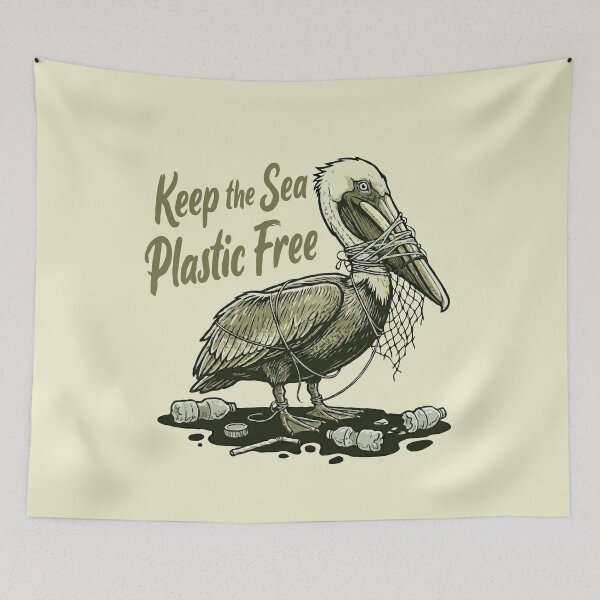 Item preview, Sea Bird in Plastic Keep the Sea Plastic Free designed and sold by Gkinoki.