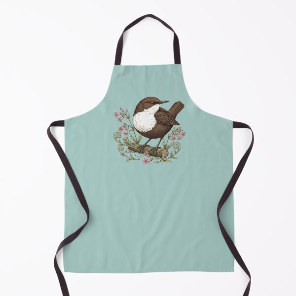 Item preview, White-throated Dipper Bird among Pink Wildflowers and Ferns designed and sold by BirdsnStuff.