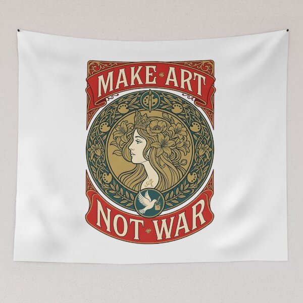 Item preview, Make Art Not War – Vintage Art Nouveau Illustration | Peace & Creativity Design designed and sold by Soulprint Art.