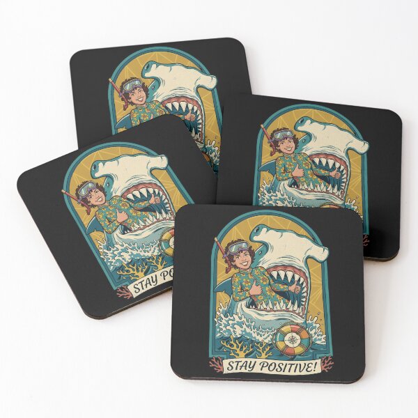 Item preview, Stay Positive – Funny Shark Illustration | Retro Ocean Humor & Adventure Design designed and sold by Soulprint Art.