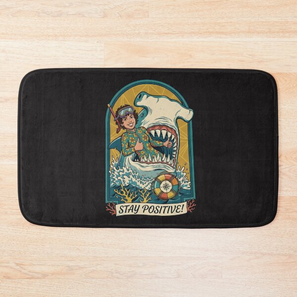 Item preview, Stay Positive – Funny Shark Illustration | Retro Ocean Humor & Adventure Design designed and sold by Soulprint Art.