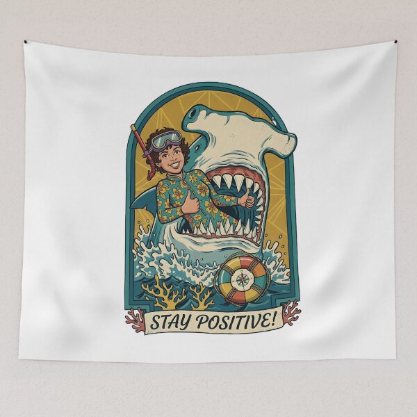 Item preview, Stay Positive – Funny Shark Illustration | Retro Ocean Humor & Adventure Design designed and sold by Soulprint Art.