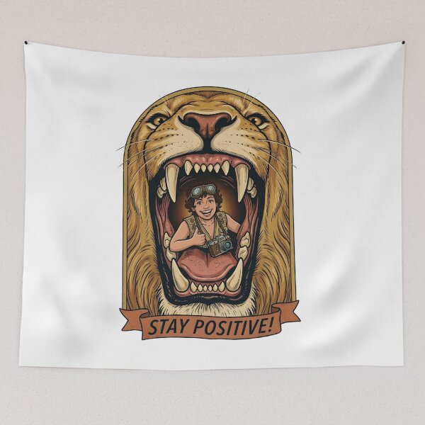 Item preview, Stay Positive – Funny Lion Illustration | Adventure Humor & Motivational Design designed and sold by Soulprint Art.