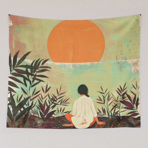 Item preview, Asian-Inspired Boho Landscape Stylized Design Zen Art designed and sold by DEC02.