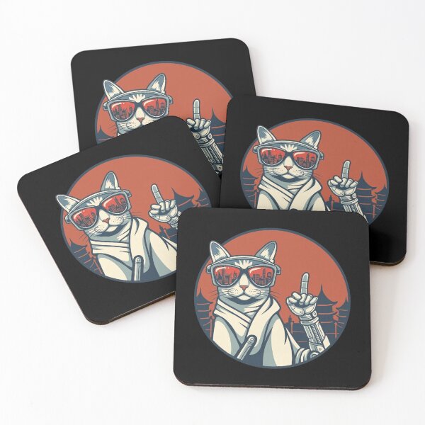 Item preview, Cyberpunk Samurai Cat with Robot Arm – Futuristic Tokyo Neon Aesthetic designed and sold by Soulprint Art.