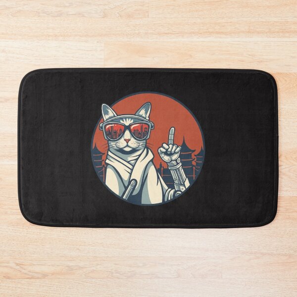 Item preview, Cyberpunk Samurai Cat with Robot Arm – Futuristic Tokyo Neon Aesthetic designed and sold by Soulprint Art.