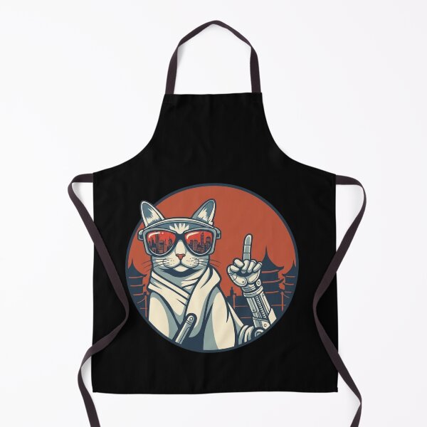 Item preview, Cyberpunk Samurai Cat with Robot Arm – Futuristic Tokyo Neon Aesthetic designed and sold by Soulprint Art.