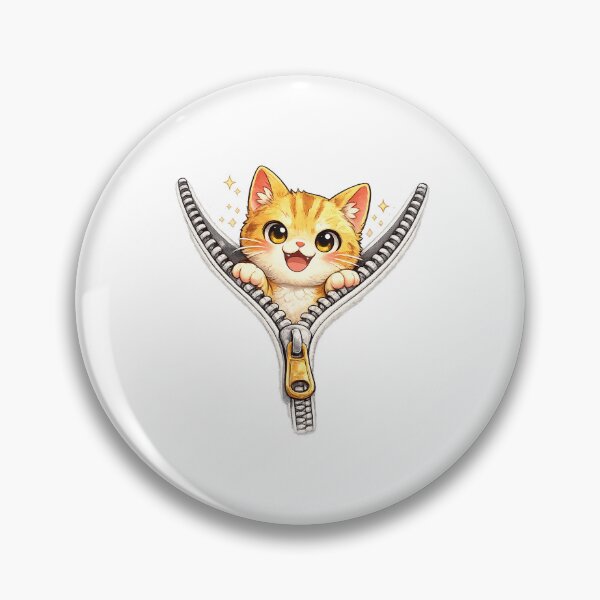 Item preview, Zip Cat Kawaii Art – Cute Cat Peeking Out of a Zipper, Funny Cartoon Illustration designed and sold by Paws-nd-Prints.