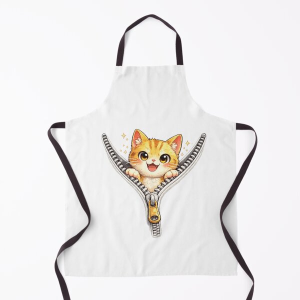 Item preview, Zip Cat Kawaii Art – Cute Cat Peeking Out of a Zipper, Funny Cartoon Illustration designed and sold by Paws-nd-Prints.