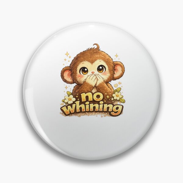 Item preview, No Whining Kawaii Monkey Art – Cute Monkey Covering Mouth, Funny Cartoon Illustration designed and sold by Paws-nd-Prints.