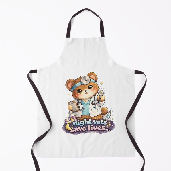 Item preview, Night Vets Save Lives Kawaii Bear Art – Cute Vet Doctor Cartoon Illustration designed and sold by Paws-nd-Prints.