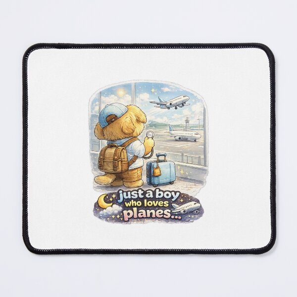 Item preview, Just a Boy Who Loves Planes Kawaii Dog Art – Cute Aviation Puppy Cartoon Illustration designed and sold by Paws-nd-Prints.