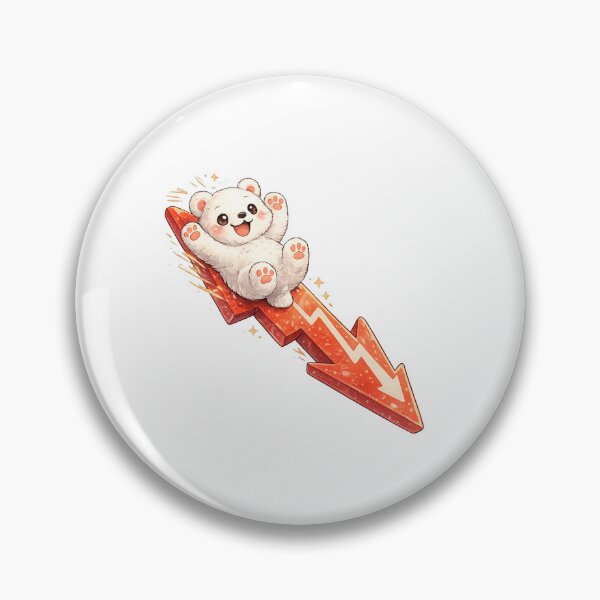 Item preview, Visualize Industrial Collapse Kawaii Polar Bear Art – Cute Bear Sliding Down Red Stock Market Arrow designed and sold by Paws-nd-Prints.