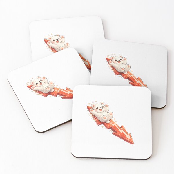 Item preview, Visualize Industrial Collapse Kawaii Polar Bear Art – Cute Bear Sliding Down Red Stock Market Arrow designed and sold by Paws-nd-Prints.