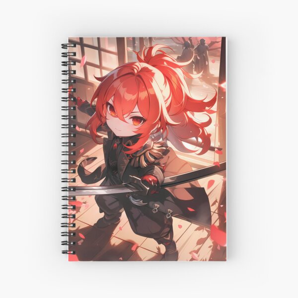 Item preview, Diluc Genshin Impact Chibi Samurai With Dramatic Light And Red Hair designed and sold by TanglenRabbit.