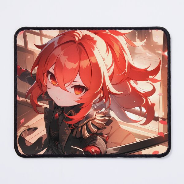 Item preview, Diluc Genshin Impact Chibi Samurai With Dramatic Light And Red Hair designed and sold by TanglenRabbit.