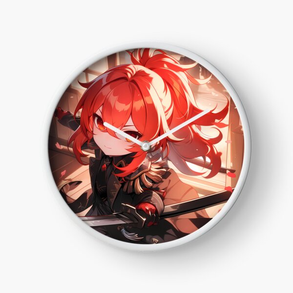 Item preview, Diluc Genshin Impact Chibi Samurai With Dramatic Light And Red Hair designed and sold by TanglenRabbit.