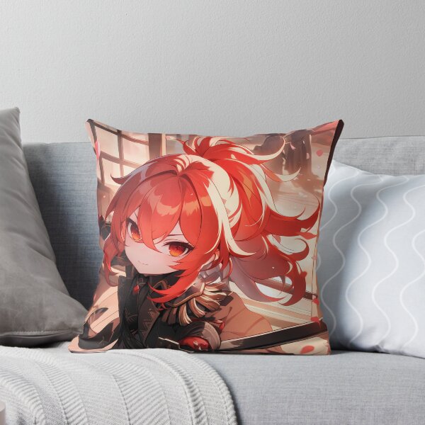 Item preview, Diluc Genshin Impact Chibi Samurai With Dramatic Light And Red Hair designed and sold by TanglenRabbit.