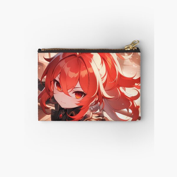 Artikelvorschau, Diluc, Genshin Impact Chibi-Samurai mit dramatischem Licht und roten Haaren entworfen und verkauft von TanglenRabbit.