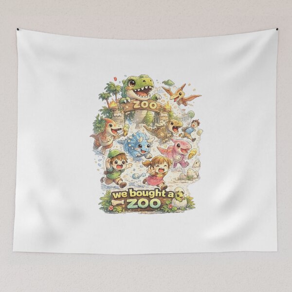 Item preview, We Bought a Zoo Kawaii Dinosaur Art – Funny Dino Zoo Escape Cartoon Illustration designed and sold by Paws-nd-Prints.