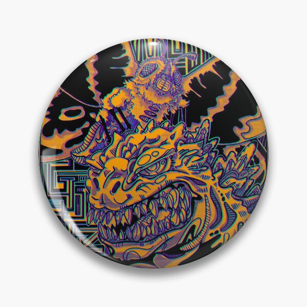 Item preview, Kaiju Dream Team in Neon Risograph Style in Orange Sherbet designed and sold by NonDecafArt.