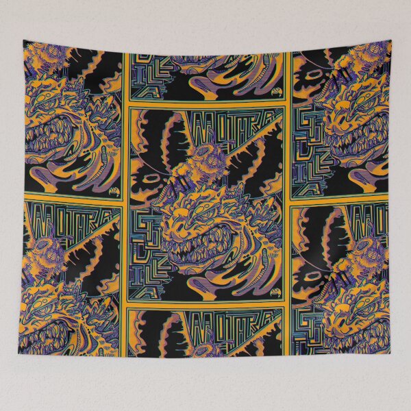 Item preview, Kaiju Dream Team in Neon Risograph Style in Orange Sherbet designed and sold by NonDecafArt.