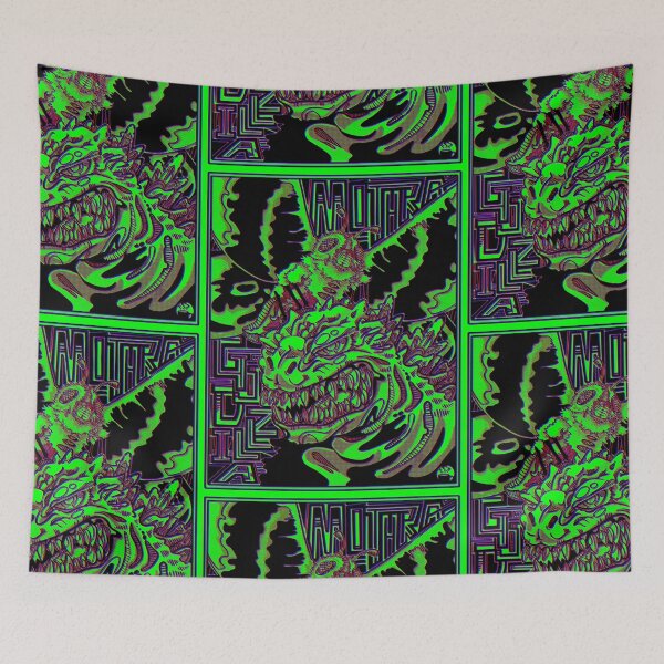 Item preview, Kaiju Dream Team in Neon Risograph Style Green designed and sold by NonDecafArt.