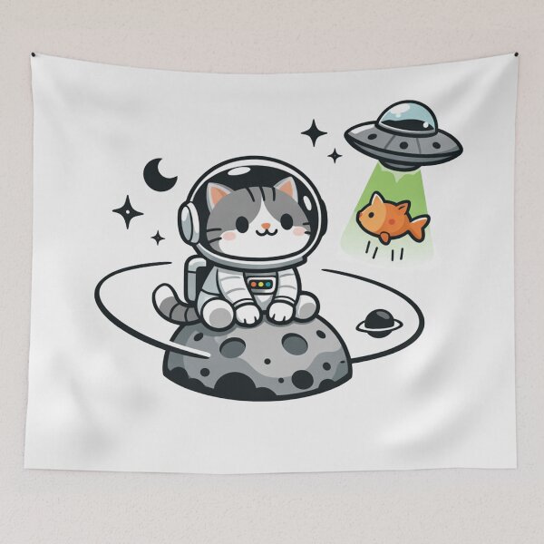 Item preview, Space Cat Watching an Alien UFO Abduct a Goldfish designed and sold by Owcomm.