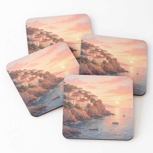 Item preview, Sunset Cliffside Coastal Village designed and sold by Pixel Junkies Studio.