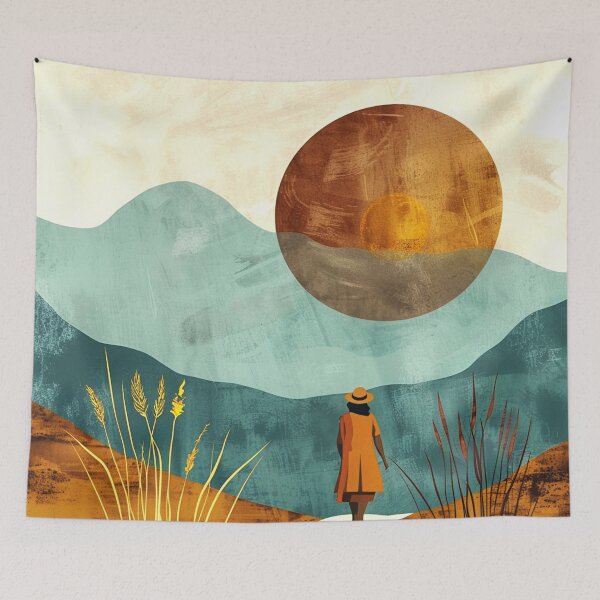 Item preview, Boho Zen-Inspired Asian Landscape Sunset Design Art designed and sold by DEC02.