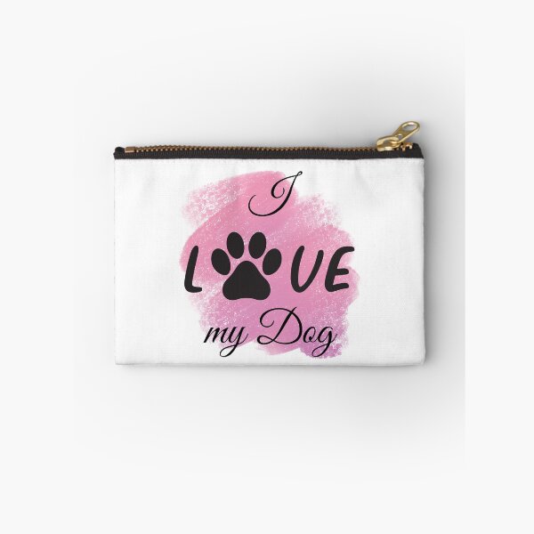 Item preview, I Love my Dog with Pawprint & Pink Background designed and sold by jeweleddesigns.