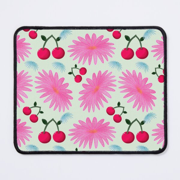 Item preview, Bright Pink Floral Cherry Pattern | Cute Kawaii Fruit & Flower Aesthetic | Girly Y2K Seamless Design | Retro Pink Cherries Print  designed and sold by HopeAndHustle.