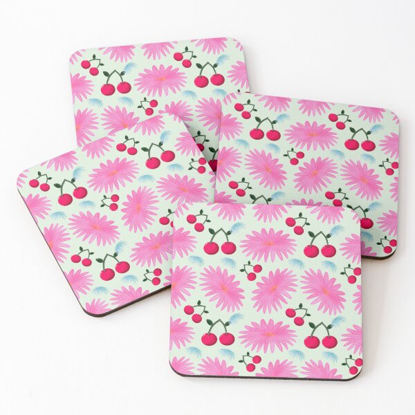 Item preview, Bright Pink Floral Cherry Pattern | Cute Kawaii Fruit & Flower Aesthetic | Girly Y2K Seamless Design | Retro Pink Cherries Print  designed and sold by HopeAndHustle.