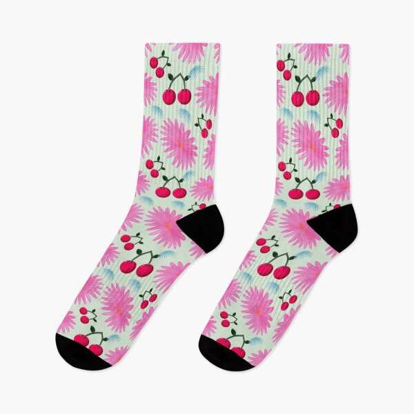 Item preview, Bright Pink Floral Cherry Pattern | Cute Kawaii Fruit & Flower Aesthetic | Girly Y2K Seamless Design | Retro Pink Cherries Print  designed and sold by HopeAndHustle.