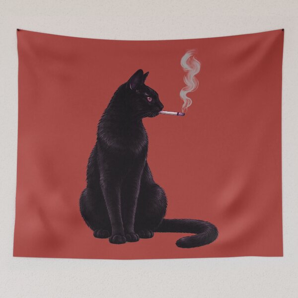 Item preview, Black Cat Smoking Vintage designed and sold by unfamouzzz.