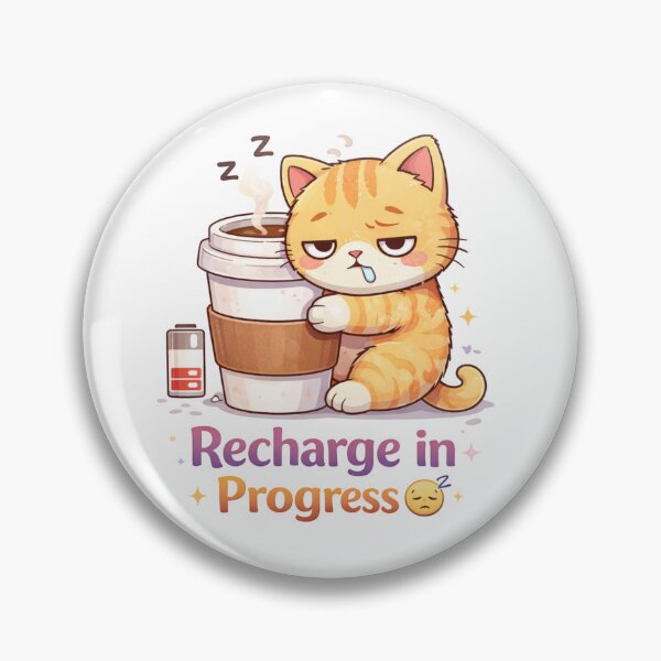 Item preview, Recharge in Progress ☕? | Cute Coffee Cat Low Energy & Burnout Mood Design designed and sold by Kawaii Cosmos Cats.
