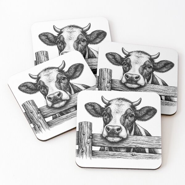 Item preview, Curious Farm Cow — Rustic Vintage Livestock Sketch | Black and White Country Barn Art | Farmhouse Animal Design designed and sold by SketchSyndicate.