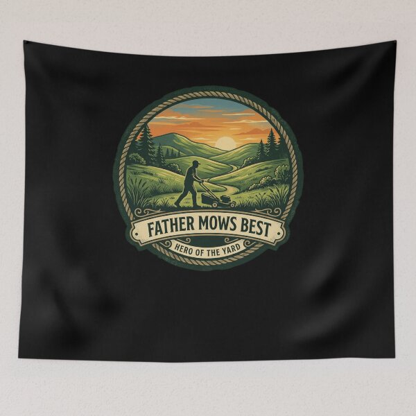 Item preview, Father Mows Best Hero of the Yard Lawn Mowing Dad designed and sold by snowry.