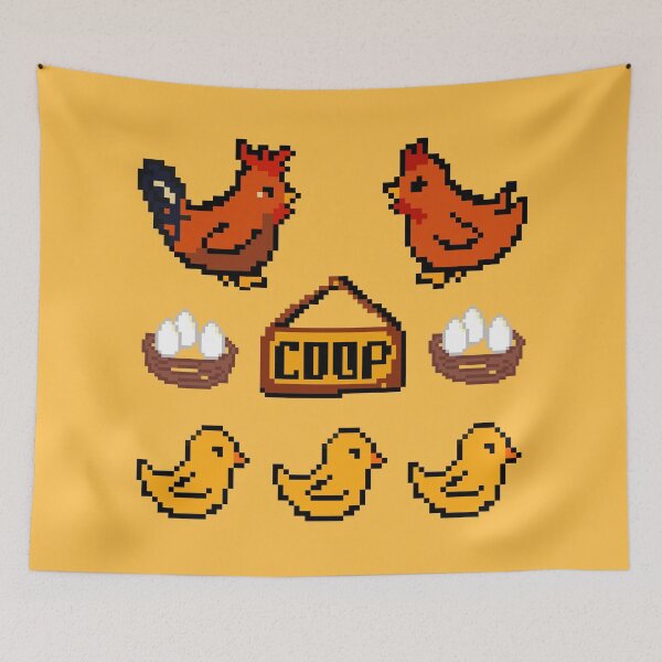 Item preview, Pixel Art Chicken Family Sticker Sheet - Stardew-Inspired Farm Decals designed and sold by mume studio.