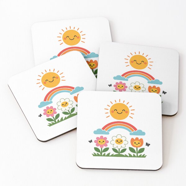 Item preview, Happy Smiling Sun Rainbow and Flowers Summer Garden designed and sold by Owcomm.