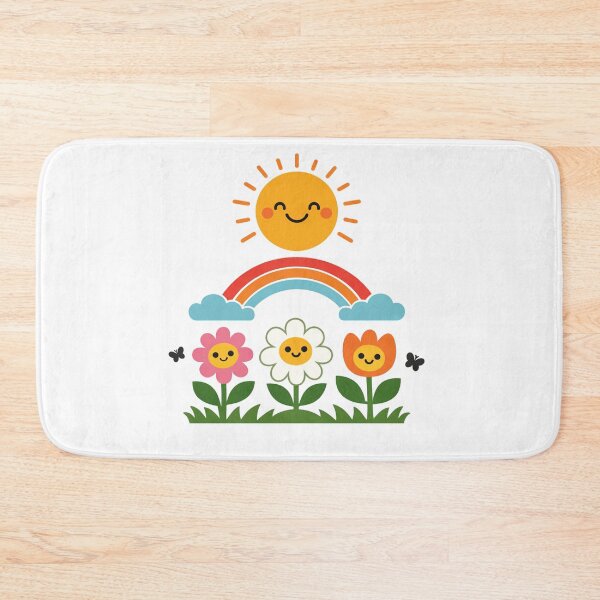 Item preview, Happy Smiling Sun Rainbow and Flowers Summer Garden designed and sold by Owcomm.