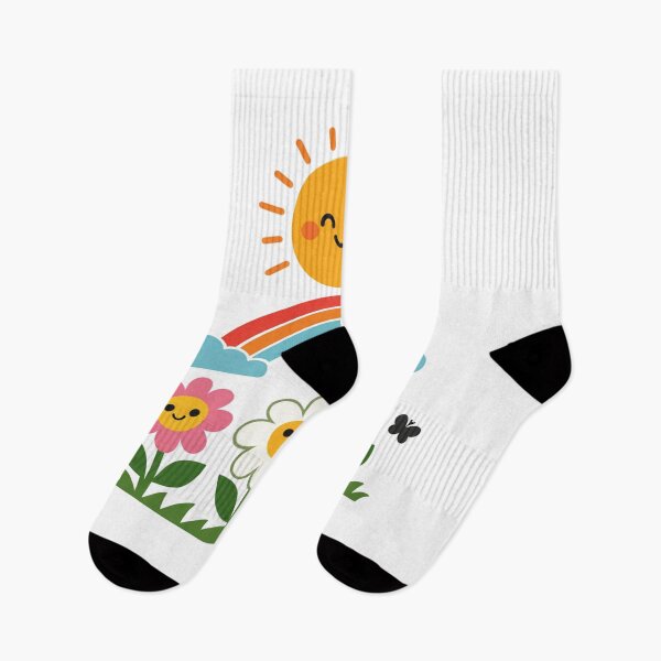 Item preview, Happy Smiling Sun Rainbow and Flowers Summer Garden designed and sold by Owcomm.