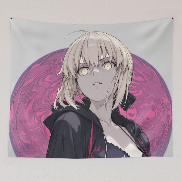 Item preview, Saber Alter Fate Stay Night Pink Moon Portrait designed and sold by Spraykart.