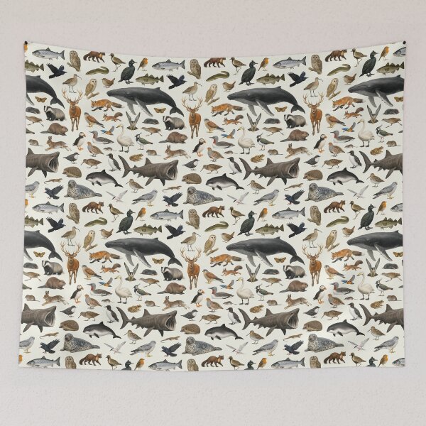 Item preview, Animals of Ireland Retro Style Wildlife Chart designed and sold by kakarikihill.