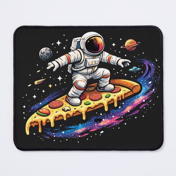 Item preview, Cosmic Crust Surfer: An Astronaut Surfing Through Space on a Giant Slice of Pepperoni Pizza designed and sold by Owcomm.