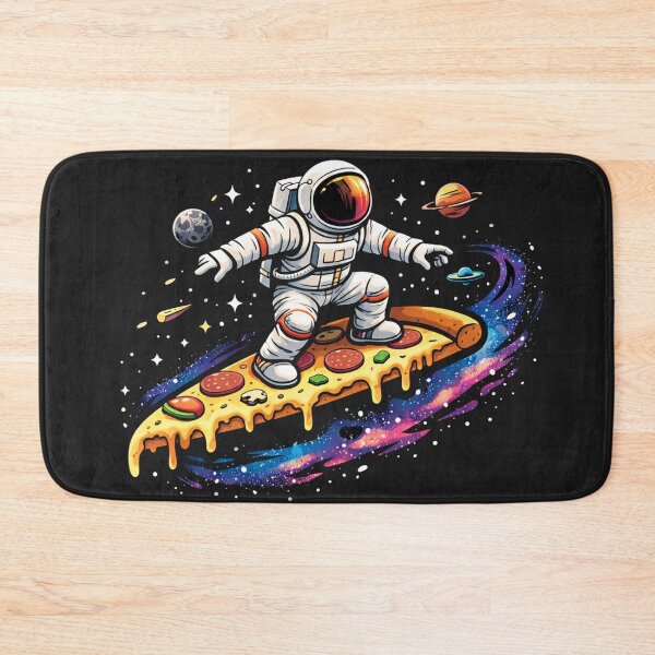 Item preview, Cosmic Crust Surfer: An Astronaut Surfing Through Space on a Giant Slice of Pepperoni Pizza designed and sold by Owcomm.