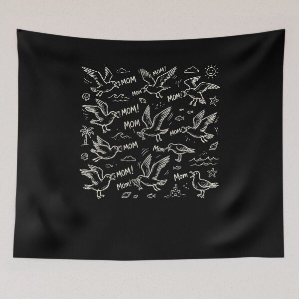 Item preview, Seagulls Yelling MOM! Funny Beach Bird Sketch designed and sold by snowry.