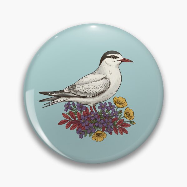 Item preview, Arctic Tern Bird among Purple and Yellow Flowers designed and sold by BirdsnStuff.