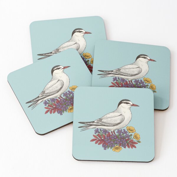 Item preview, Arctic Tern Bird among Purple and Yellow Flowers designed and sold by BirdsnStuff.